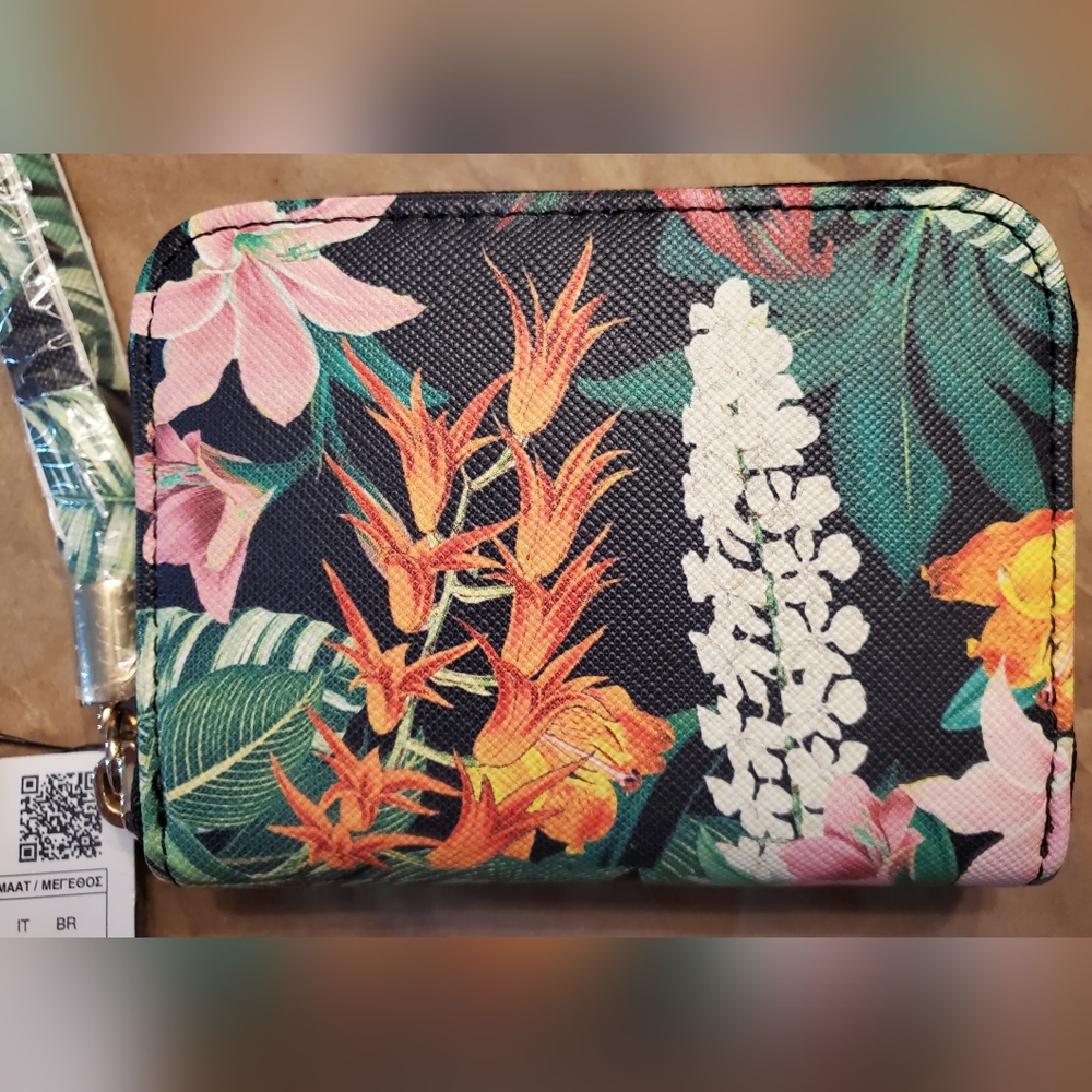 ZARA Mini Floral Zip Top Wallet